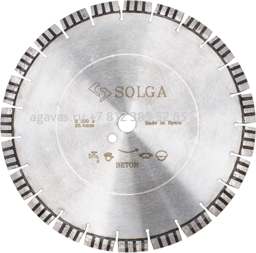 Диск алмазный СОЛГА ДИАМАНТ (Solga Diamant) ПРОФЕССИОНАЛ 10 (PROFESSIONAL 10) сегментный по железобетону 350х25,4 ммжелезобетон) 350мм/25,4