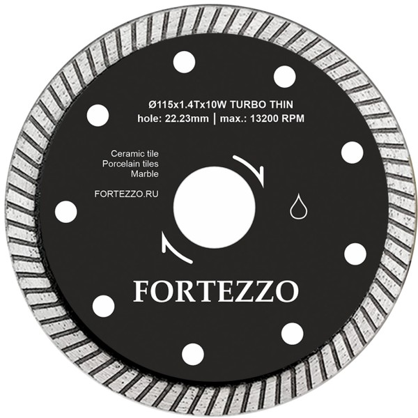Алмазный диск FORTEZZO F-TURBO 115x22,3х1.4Tx10W
