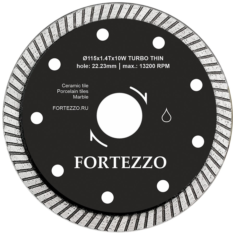 Алмазный диск FORTEZZO F-TURBO 115x22,3х1.4Tx10W